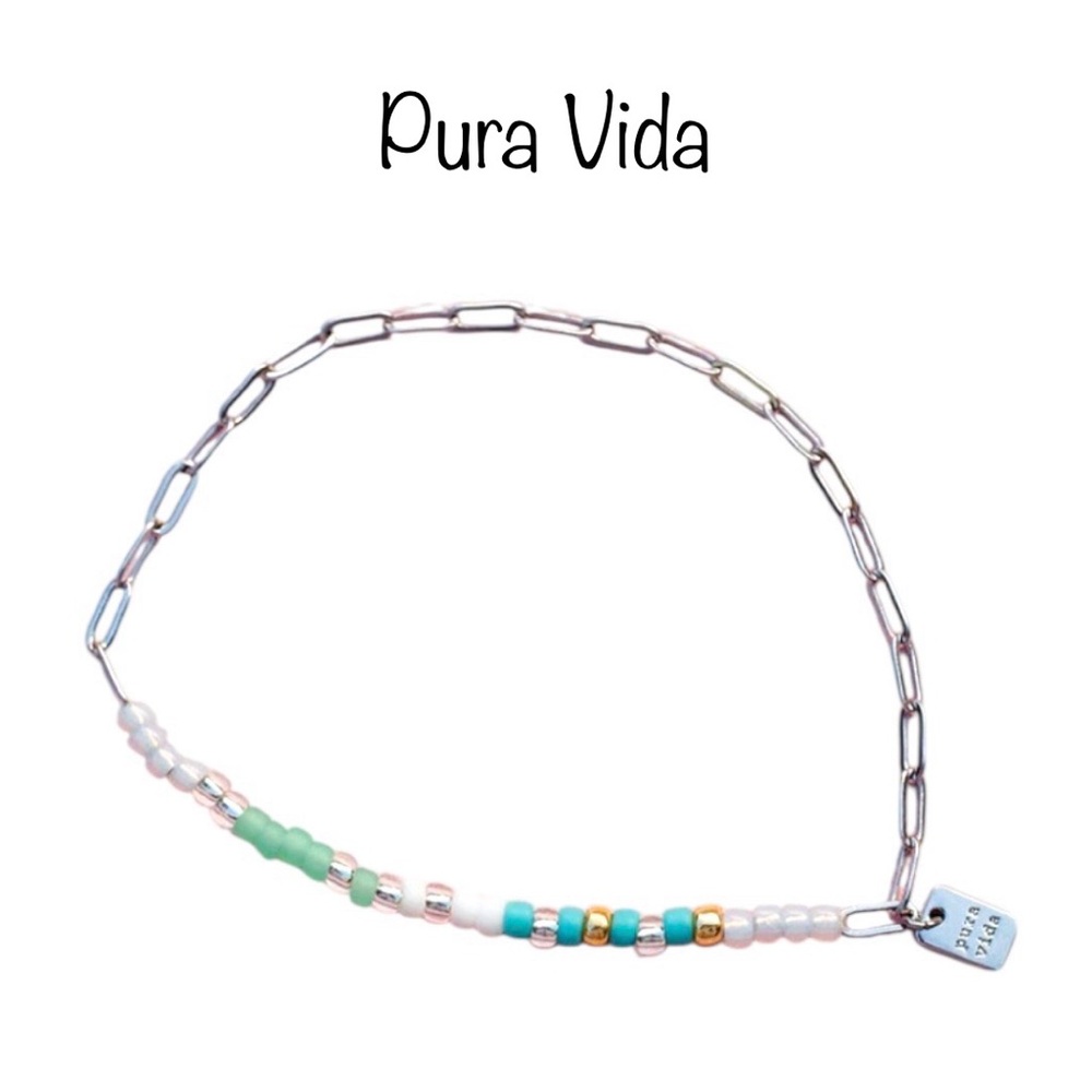 NWT Pura Vida Seabright Stretch Bead & Chain Bracelet